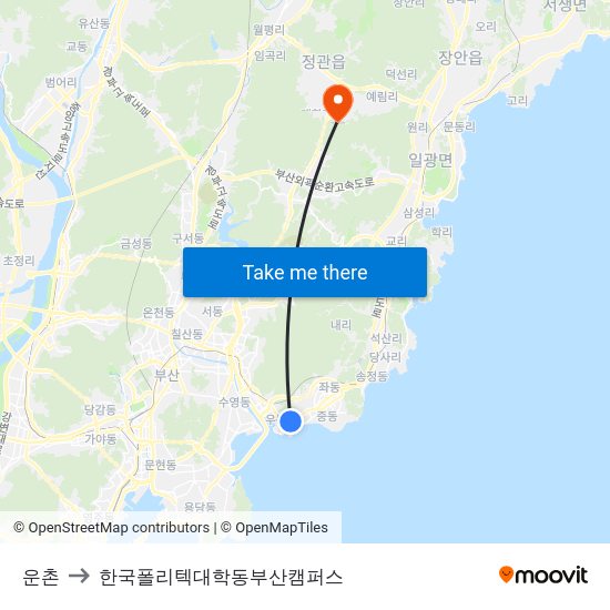 운촌 to 한국폴리텍대학동부산캠퍼스 map