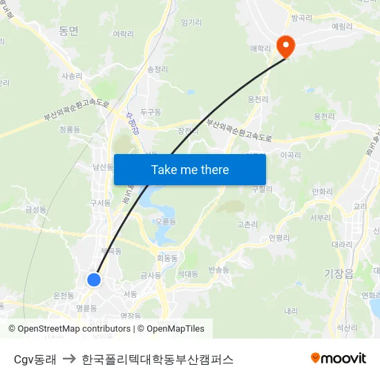 Cgv동래 to 한국폴리텍대학동부산캠퍼스 map