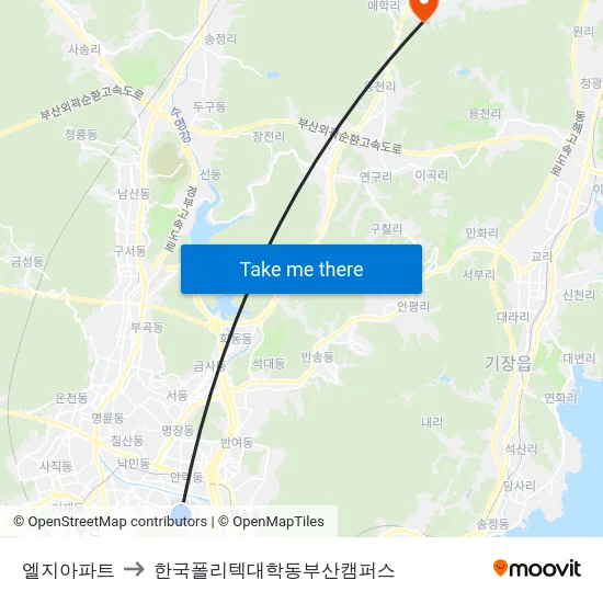 엘지아파트 to 한국폴리텍대학동부산캠퍼스 map