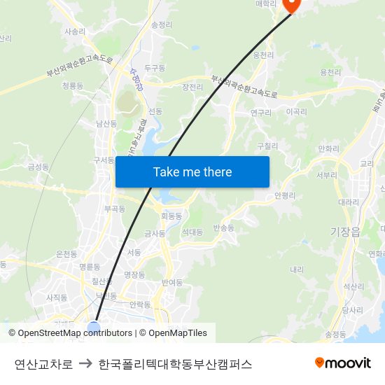 연산교차로 to 한국폴리텍대학동부산캠퍼스 map