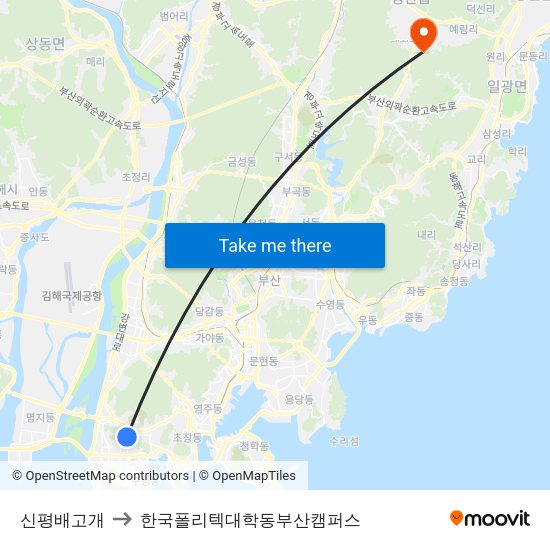신평배고개 to 한국폴리텍대학동부산캠퍼스 map