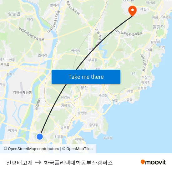 신평배고개 to 한국폴리텍대학동부산캠퍼스 map