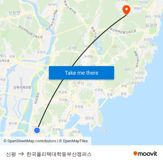 신평 to 한국폴리텍대학동부산캠퍼스 map