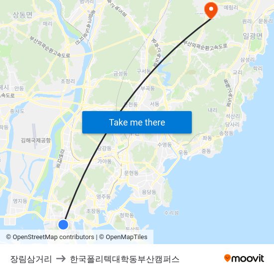 장림삼거리 to 한국폴리텍대학동부산캠퍼스 map