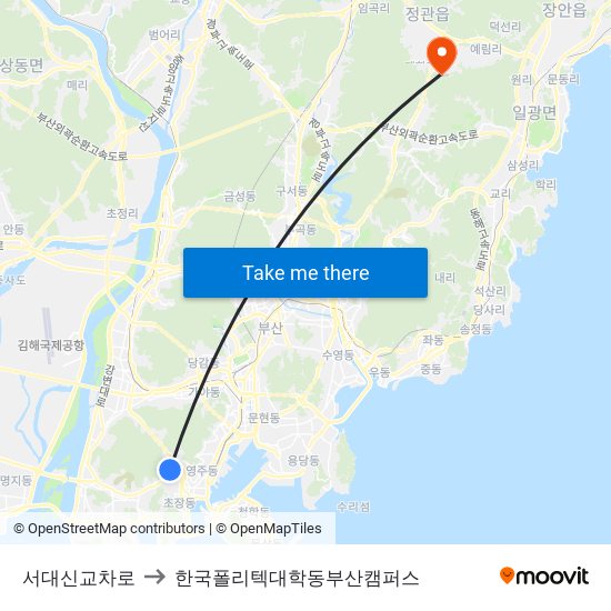 서대신교차로 to 한국폴리텍대학동부산캠퍼스 map