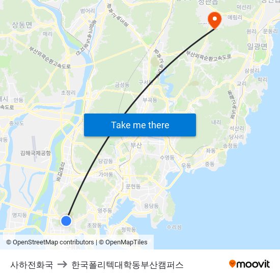 사하전화국 to 한국폴리텍대학동부산캠퍼스 map