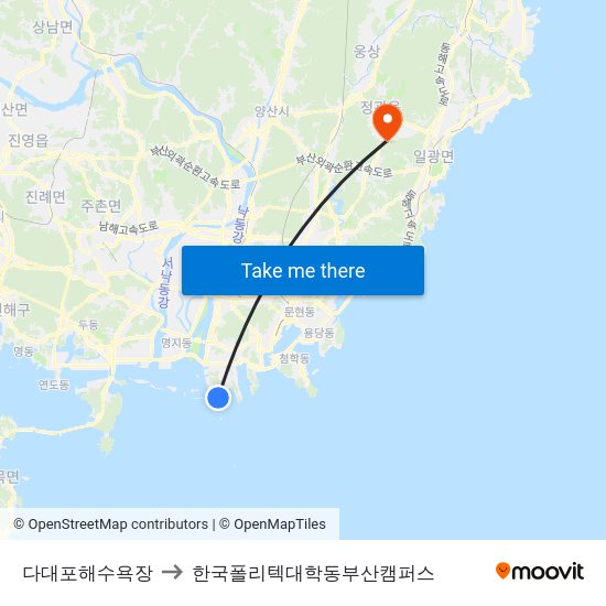 다대포해수욕장 to 한국폴리텍대학동부산캠퍼스 map