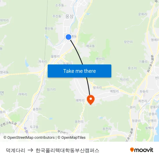 덕계다리 to 한국폴리텍대학동부산캠퍼스 map