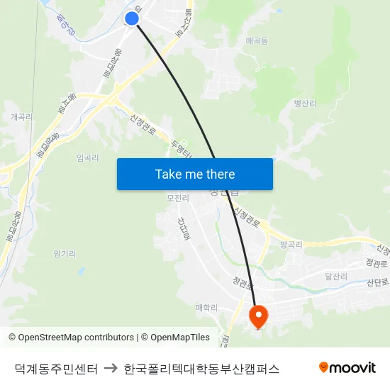 덕계동주민센터 to 한국폴리텍대학동부산캠퍼스 map