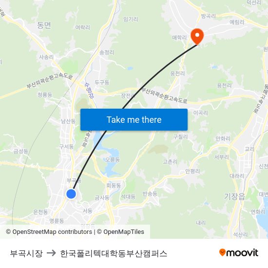 부곡시장 to 한국폴리텍대학동부산캠퍼스 map