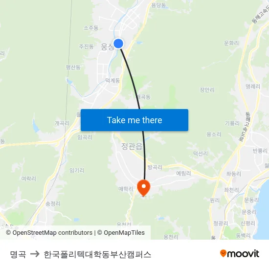 명곡 to 한국폴리텍대학동부산캠퍼스 map
