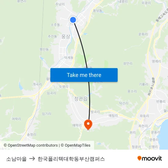 소남마을 to 한국폴리텍대학동부산캠퍼스 map