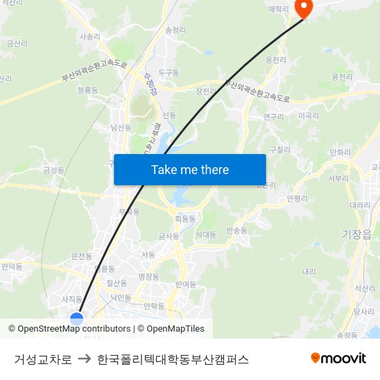 거성교차로 to 한국폴리텍대학동부산캠퍼스 map