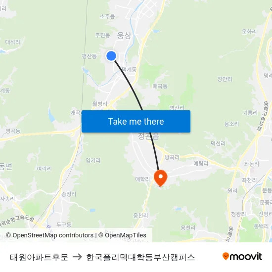 태원아파트후문 to 한국폴리텍대학동부산캠퍼스 map