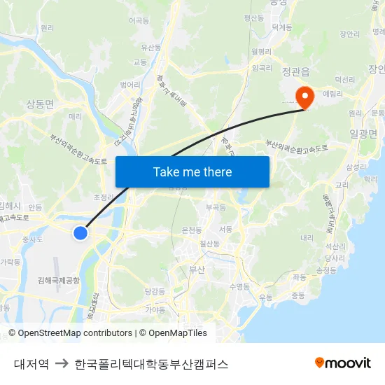 대저역 to 한국폴리텍대학동부산캠퍼스 map