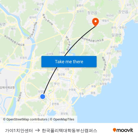 가야1치안센터 to 한국폴리텍대학동부산캠퍼스 map