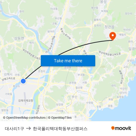 대사리1구 to 한국폴리텍대학동부산캠퍼스 map