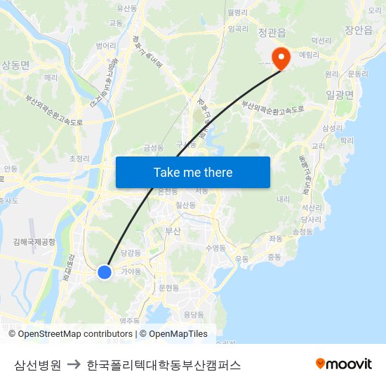 삼선병원 to 한국폴리텍대학동부산캠퍼스 map