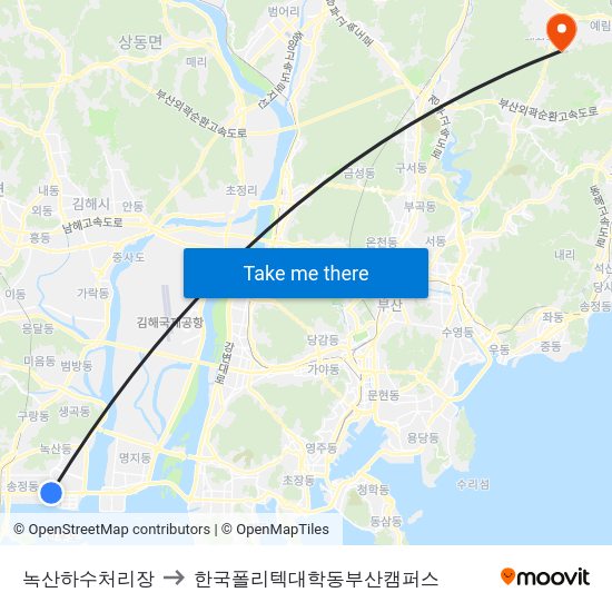 녹산하수처리장 to 한국폴리텍대학동부산캠퍼스 map