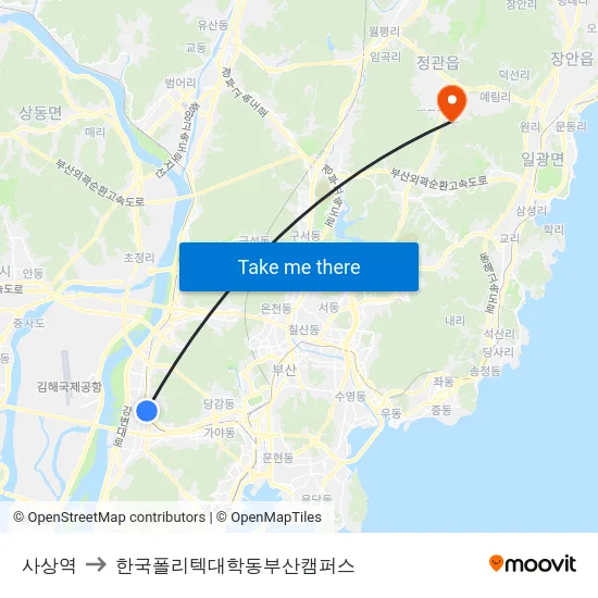 사상역 to 한국폴리텍대학동부산캠퍼스 map