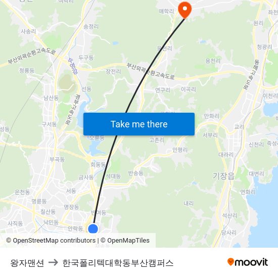 왕자맨션 to 한국폴리텍대학동부산캠퍼스 map