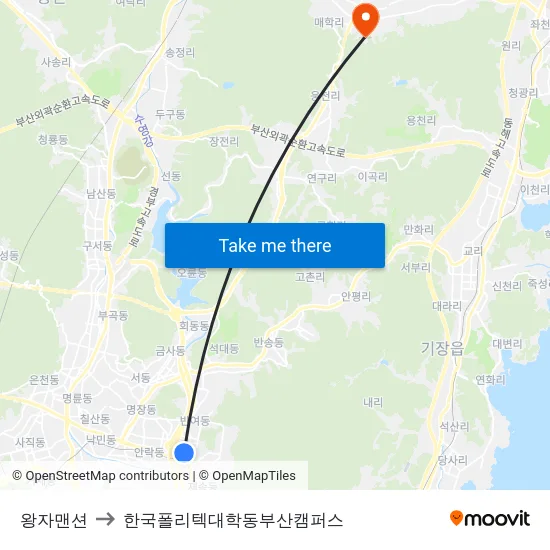 왕자맨션 to 한국폴리텍대학동부산캠퍼스 map
