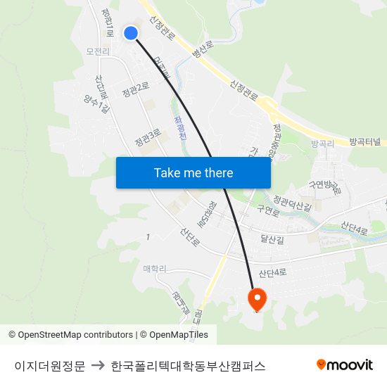 이지더원정문 to 한국폴리텍대학동부산캠퍼스 map