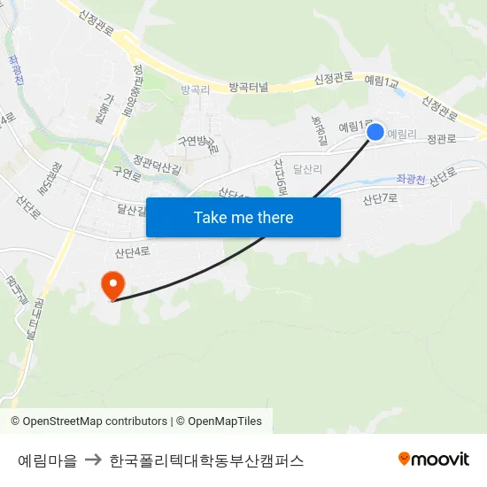 예림마을 to 한국폴리텍대학동부산캠퍼스 map