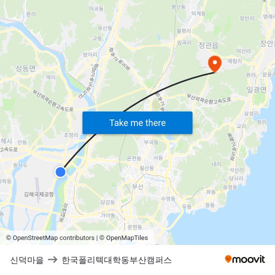 신덕마을 to 한국폴리텍대학동부산캠퍼스 map