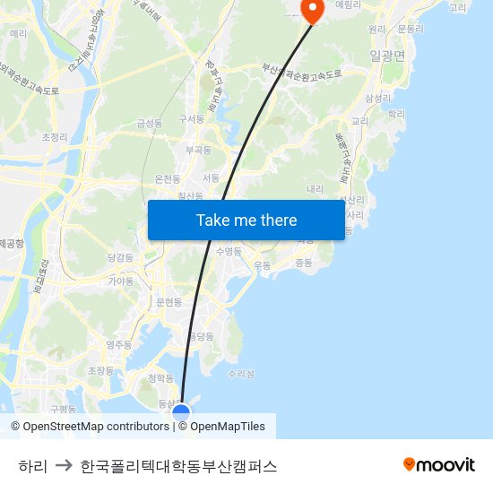 하리 to 한국폴리텍대학동부산캠퍼스 map