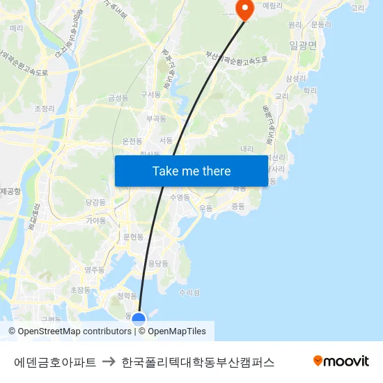 에덴금호아파트 to 한국폴리텍대학동부산캠퍼스 map