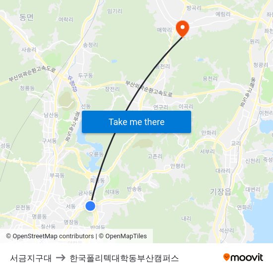 서금지구대 to 한국폴리텍대학동부산캠퍼스 map