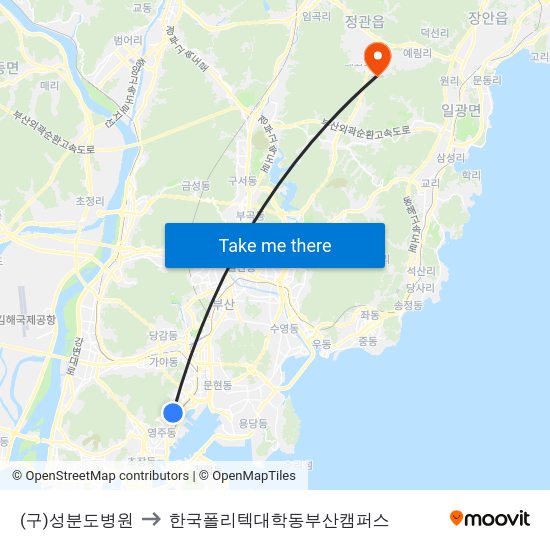 (구)성분도병원 to 한국폴리텍대학동부산캠퍼스 map