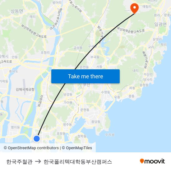 한국주철관 to 한국폴리텍대학동부산캠퍼스 map