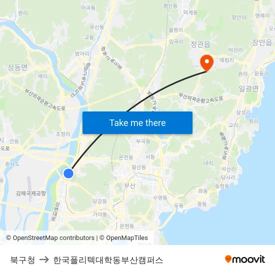 북구청 to 한국폴리텍대학동부산캠퍼스 map