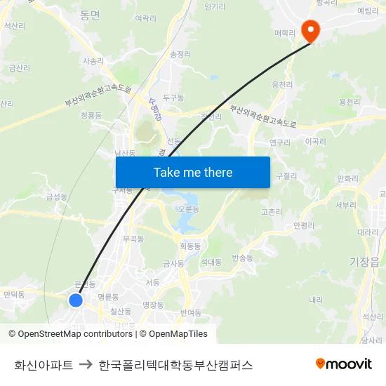 화신아파트 to 한국폴리텍대학동부산캠퍼스 map