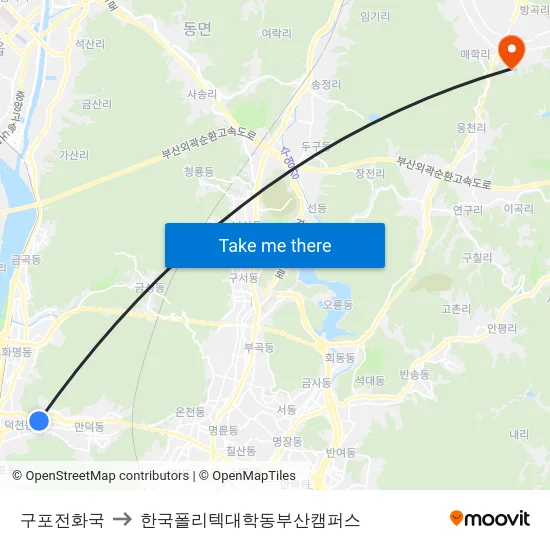 구포전화국 to 한국폴리텍대학동부산캠퍼스 map