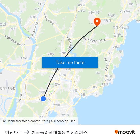 미진마트 to 한국폴리텍대학동부산캠퍼스 map