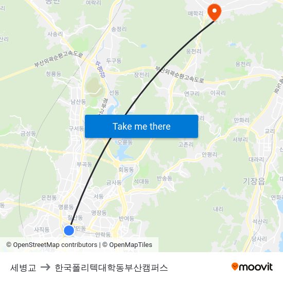 세병교 to 한국폴리텍대학동부산캠퍼스 map