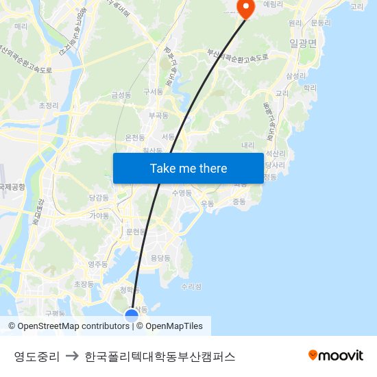 영도중리 to 한국폴리텍대학동부산캠퍼스 map