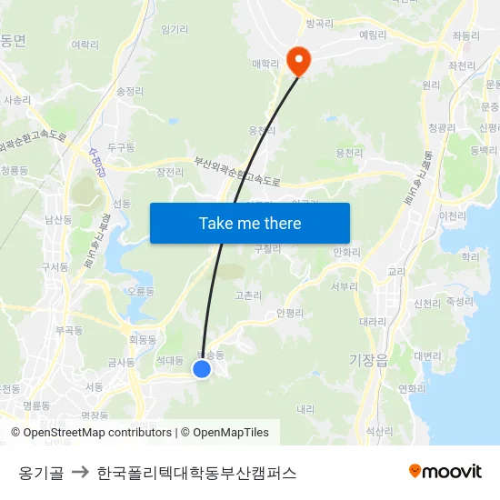 옹기골 to 한국폴리텍대학동부산캠퍼스 map