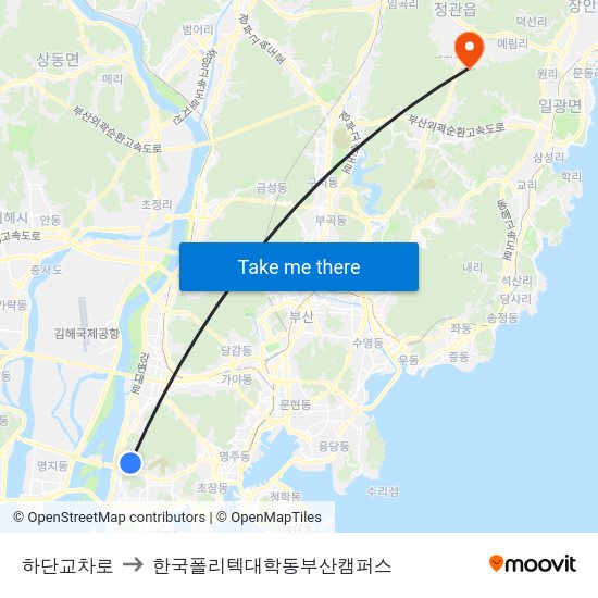 하단교차로 to 한국폴리텍대학동부산캠퍼스 map