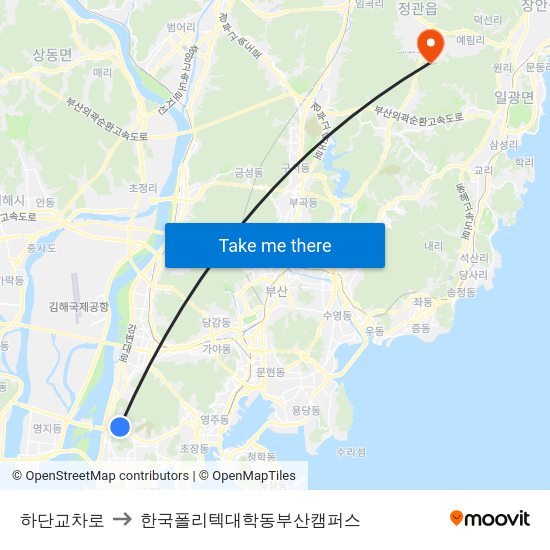 하단교차로 to 한국폴리텍대학동부산캠퍼스 map