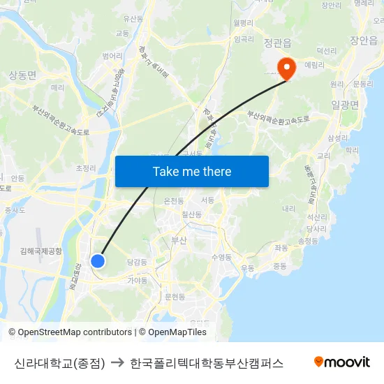 신라대학교(종점) to 한국폴리텍대학동부산캠퍼스 map