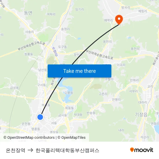 온천장역 to 한국폴리텍대학동부산캠퍼스 map