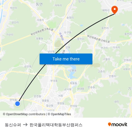 동신슈퍼 to 한국폴리텍대학동부산캠퍼스 map