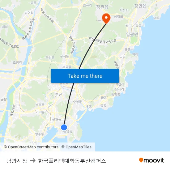 남광시장 to 한국폴리텍대학동부산캠퍼스 map