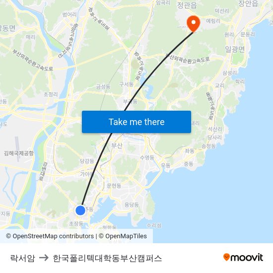 락서암 to 한국폴리텍대학동부산캠퍼스 map