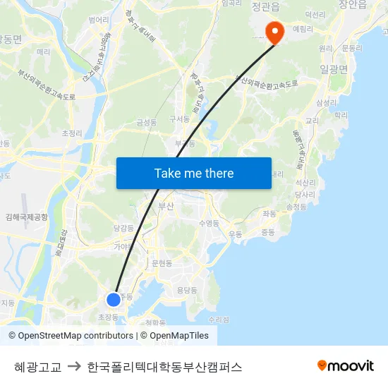 혜광고교 to 한국폴리텍대학동부산캠퍼스 map