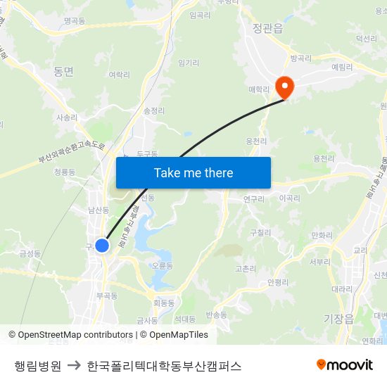 행림병원 to 한국폴리텍대학동부산캠퍼스 map